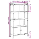 Bookcase with Doors Grey Sonoma 76.5x30x154.5 cm Engineered Wood 833351