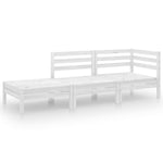 ZNTS 3 Piece Garden Lounge Set White Solid Pinewood 3082613