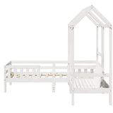 Bed and Bench Set with Roof without Mattress White 80x200 cm 3282178