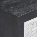 Hand Carved TV Cabinet Grey&White 120x30x40 cm Solid Wood Mango 282723