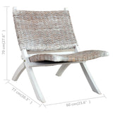 Relaxing Chair White Natural Kubu Rattan and Solid Mahogany Wood 285800