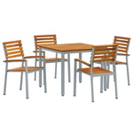 ZNTS 5 Piece Garden Dining Set Solid Wood Acacia and Metal 3284406