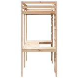 Loft Bed Frame Natural 90 x 200 cm Solid Pine Wood 3414550