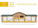 Large Rabbit Hutch Outdoor Wooden Guinea Pig Hutch with Run, 2 Storey Bunny House 210 x 45.5 x 84.5 T3398P375355