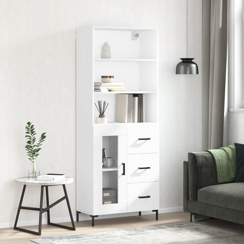 Highboard White 69.5x34x180 cm Engineered Wood 3189509