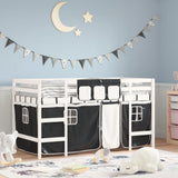 Kids' Loft Bed with Curtains without Mattress White&Black 90x190cm 3206976