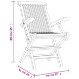 Folding Garden Chair Set of 2 Grey Solid teak wood Adjustable 362764