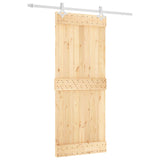 Sliding Door Natural and White 85 x 210 cm Solid Pine Wood 3445085