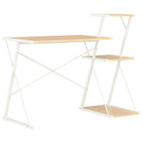 Desk with Shelf White and Oak 116x50x93 cm 20291