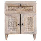 Bedside Cabinet Beige 50 x 33 x 60 cm Solid Acacia wood 4018127