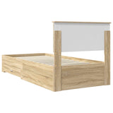 Bed Frame Sonoma Oak and Silver 75 x 190 cm Engineered Wood 3408328