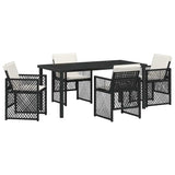 Garden Dining Set 5 pcs Black Poly Rattan 3380619