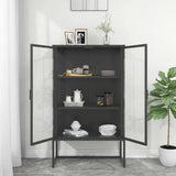 Highboard Anthracite 80x35x135 cm Steel and Tempered Glass 335885