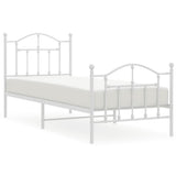 Metal Bed Frame without Mattress with Footboard White 90x190cm 353498