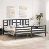 Bed Frame without Mattress Grey 200x200 cm Solid Wood 3193943