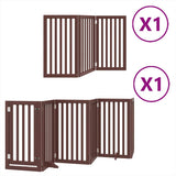 Dog Gate with Door Foldable 9 Panels Brown 450 cm Poplar Wood 3155662
