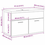 Bathroom Cabinet Black Oak 80 x 38.5 x 46 cm Engineered Wood 3333139