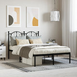 Metal Bed Frame without Mattress with Headboard Black 120x200cm 353437