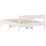 ZNTS Bed Frame without Mattress White 135x190 cm Double Solid Wood Pine 3301765