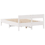 ZNTS Bed Frame without Mattress White 135x190 cm Double Solid Wood Pine 3301765