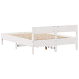 Bed Frame without Mattress White 150x200 cm King Size Solid Wood Pine 3301747