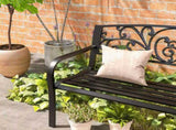 2 Seater Metal Garden Park Bench Porch Outdoor Furniture Patio Chair Seat Black,UK T3398P325172