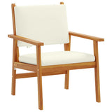 Garden Chair with Cushion 2 pcs Cream White Solid Acacia Wood 4106576