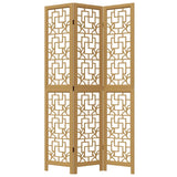 Room Divider 3 Panels Brown Solid Wood Paulownia 358863