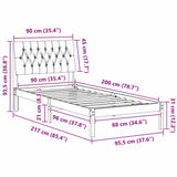 Bed Frame with Upholstered Headboard Brown 90 x 200 cm 878845