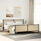 Metal Bed Frame without Mattress Sonoma Oak 183x213 cm 3301365