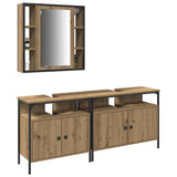 Bathroom Vanity Units with Shelf 3 pcs Brown Engineered wood 3334398