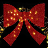 Wreath with 80 LEDs Warm white 90 x 90 x 9 cm Rattan 42019140