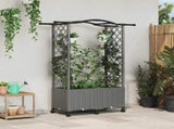 Raised Bed with Trellis and Roof Light Grey 125 x 40 x 144 cm 3423016