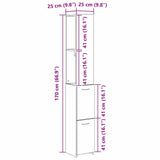 Bathroom Cabinet Black Oak 25 x 25 x 170 cm Engineered Wood 862669