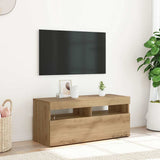 TV Cabinet with LED Lights Artisan Oak 90x35x40 cm Engineered Wood 856308