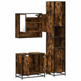 3 Piece Bathroom Furniture Set Smoked Oak Engineered Wood 3301097