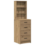 Dressing Table with Mirror Lights 3 pcs Brown Engineered wood 3334226