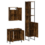 3 Piece Bathroom Furniture Set Smoked Oak Engineered Wood 3214802