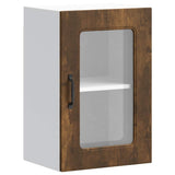 Kitchen Wall Cabinet with Glass Door Kalmar Smoked Oak Engineered Wood 853532