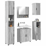 Bathroom Furniture Set Wall-mounted with Door 5 pcs Grey Sonoma 3392989