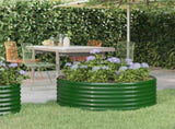 Garden Raised Bed Galvanised Steel 100x100x36 cm Green 318983