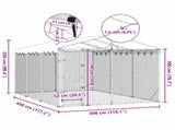 Outdoor Dog Kennel with Roof Silver 3x4.5x2.5 m Galvanised Steel 3190487