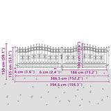 Fence Gate with Spear Top with Lock Grey 404 x 100 cm Steel 42009048