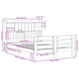 Bookcase Bed without Mattress White 150x200 cm King Size Solid Wood Pine 3309966