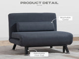 Linen Chair Bed, 3-in-1 Convertible Sleeper Chair with Adjustable Backrest, Pillow, for Living Room, T3398P344493