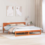 Bed Frame with Headboard Wax Brown 180 x 200 cm Solid Pine Wood 873264