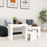 ZNTS Nesting Coffee Tables 3 pcs High Gloss White Engineered Wood 808546