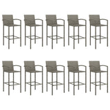 Garden Bar Set Grey PE Rattan Large Footrest Garden Bar Set 3187664