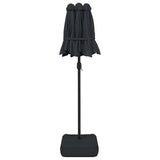 Double-Head Garden Parasol with LEDs Black 316x145 cm 362975