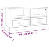 TV Cabinet White 93x35.5x45 cm Engineered Wood 816464